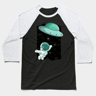 Floating astronaut Ufo alien abduction funny cute spaceship moon mars cosmic space Baseball T-Shirt